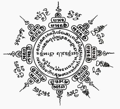 Sak Yant circular mandala geometric tattoo design